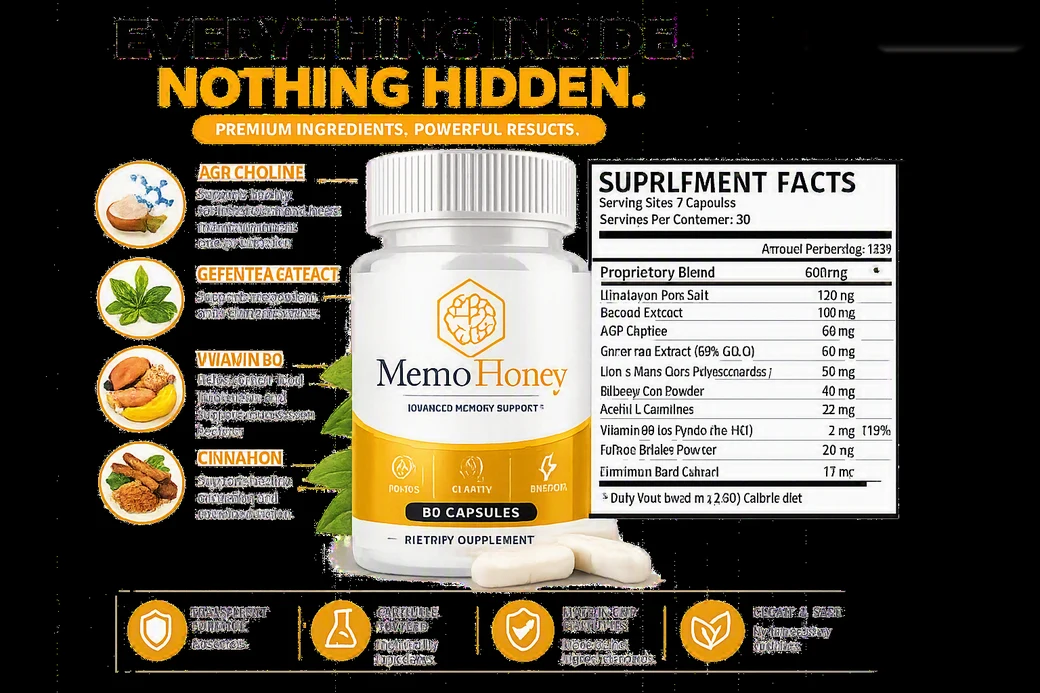 MemoHoney supplement facts label